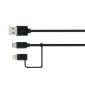 Goji Câble de données 2en1 MFI Lightning & microUSB 1m Noir