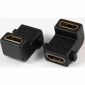 Adaptateur HDMI F/F 90° plaqué or avec 2* trous de montage