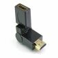 Adaptateur HDMI mâle vers femelle pivotant à 360 degrés à 90 degrés, doré