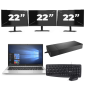 HP EliteBook 830 G7 - Intel Core i7-10.ᵃ Generación - 13 pulgadas - 8GB RAM - 256GB SSD - Windows 11 + 3x 22 pulgadas Monitor