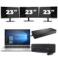 HP EliteBook 835 G7 - AMD Ryzen 3 Pro 4450U - 13 pulgadas - 8GB RAM - 256GB SSD - Windows 10 Home + 3x 23 pulgadas Monitor