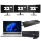 HP ProBook 440 G9 - Intel Core i3 12e génération - 14 pouces - 16Go RAM - 256Go SSD - Windows 11 + 3x Écran 22 pouces