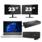 HP ProBook 445 G8 - AMD Ryzen 3 5400U - 14 pouces - 16Go RAM - 256Go SSD - Windows 11 + 2x Écran 23 pouces