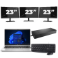 HP ProBook 445 G8 - AMD Ryzen 3 5400U - 14 pouces - 16Go RAM - 256Go SSD - Windows 11 + 3x Écran 23 pouces