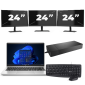 HP ProBook 445 G8 - AMD Ryzen 3 5400U - 14 pouces - 16Go RAM - 256Go SSD - Windows 11 + 3x Écran 24 pouces