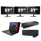 Lenovo ThinkPad A485 - AMD Ryzen 5 2500U - 14 pouces - 16GB RAM - 256GB SSD - Windows 11 Home + 3x 27 pouces Monitor