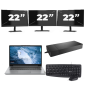 Lenovo ThinkPad T14 Gen 1 - AMD Ryzen 5 PRO 4650U - 14 pouces - 8 Go de RAM - SSD de 256 Go - Windows 11 Famille + 3 écrans 22 pouces