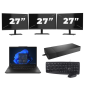 Lenovo ThinkPad X13 - Intel Core i5-10e - 13 pouces - 8 Go de RAM - SSD de 256 Go - Windows 11 Famille + 3 écrans 27 pouces