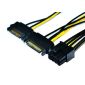 Câble d'alimentation pour carte graphique double SATA 15 broches mâle vers 8 (6 + 2) broches femelle, environ 20 cm