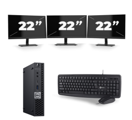 Dell OptiPlex 7070 Micro USFF - Intel Core i3-9e génération - 8Go RAM - 256Go SSD - Windows 11 + 3x 22 inch Écran