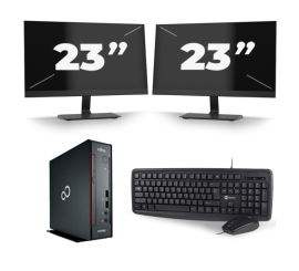 Fujitsu Esprimo Q556/2 USFF - Intel Core i5-7e Génération - 8Go RAM - 256Go SSD - Windows 11 + 2x 23 pouces Moniteur