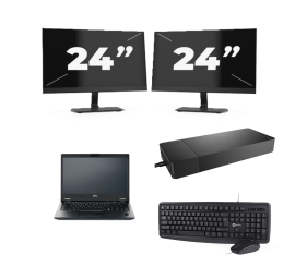 Fujitsu LIFEBOOK E5410 - Intel Core i5-10.ᵃ Generación - 14 pulgadas - 16GB RAM - 256GB SSD - Windows 11 Home + 2x 24 pulgadas Monitor