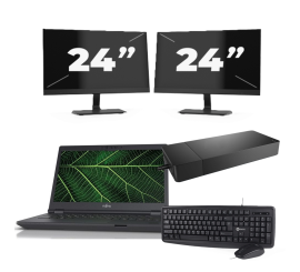 Fujitsu LIFEBOOK E5411 - Intel Core i5 11e génération - 14 pouces - 16Go RAM - 256Go SSD - Windows 11 Home + 2x Écran 24 pouces