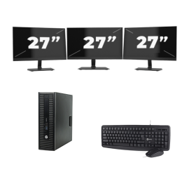 HP ProDesk 600 G2 USFF - Génération Intel Core i3-6e - 8 Go de RAM - 256 Go SSD - Windows 11 + 3 moniteurs 27 pouces