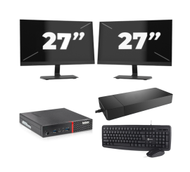 Lenovo ThinkCentre M700 USFF - Intel Core i5-6ème génération - 8 Go de RAM - 256 Go SSD - Windows 11 + 2x moniteur 27 pouces